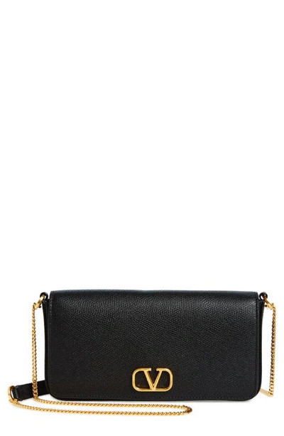 Valentino Garavani Vlogo Signature Leather Crossbody Pouch Bag In Black