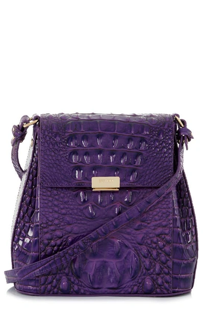 Brahmin Margo Croc Embossed Leather Crossbody Bag In Royal Purple