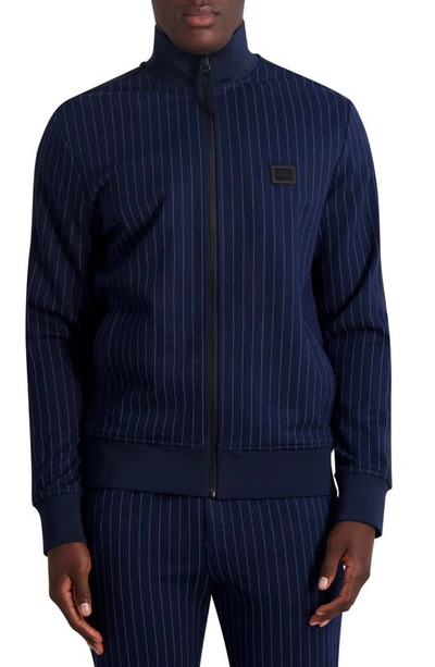 Karl Lagerfeld Pinstripe Track Jacket In Navy