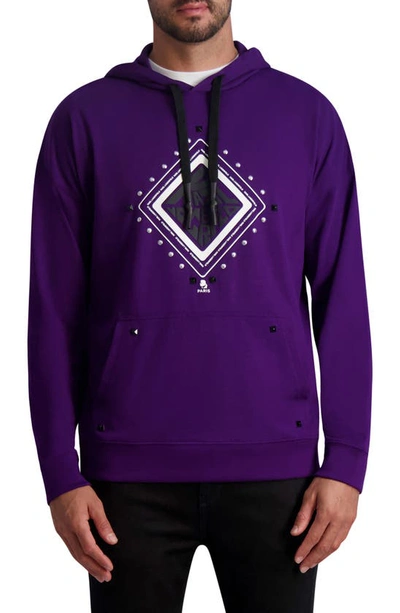 Karl Lagerfeld Oversize Studded Diamond Logo Hoodie In Purple