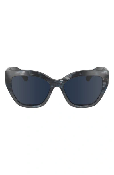 Longchamp 55mm Butterfly Sunglasses In Textured Blue