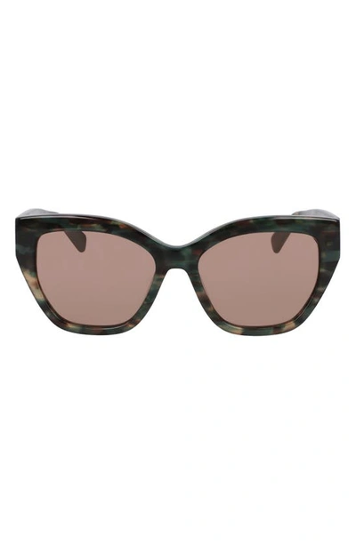 Longchamp 55mm Butterfly Sunglasses In Textured Green