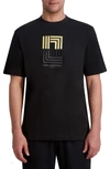 Karl Lagerfeld Embroidered Metallic Organic Cotton Graphic T-shirt In Black
