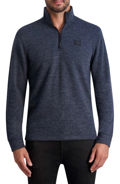 Karl Lagerfeld Brushed Quarter Zip Knit Pullover In Navy