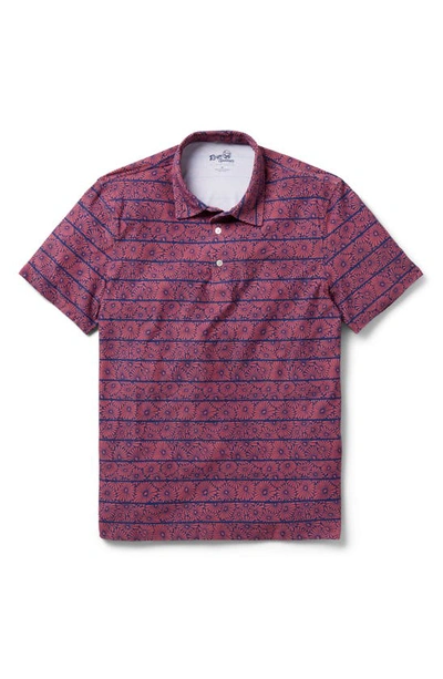 Reyn Spooner Halu'a Pua Floral Stripe Performance Polo In Red