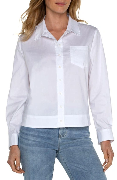 Liverpool Los Angeles Elastic Back Button-up Shirt In White