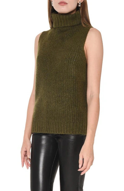 Wayf Shay Sleeveless Rib Cowl Neck Sweater In Hunter Green