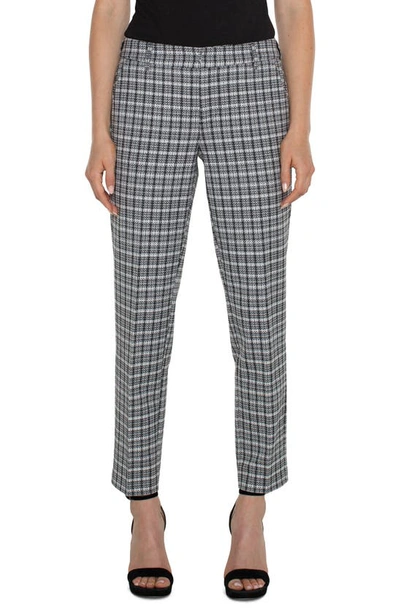 Liverpool Los Angeles Kelsey Plaid Trousers In Black/ Wht Plaid