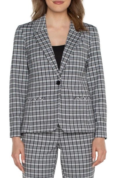 Liverpool Los Angeles Fitted One-button Plaid Blazer In Black/ White Plaid