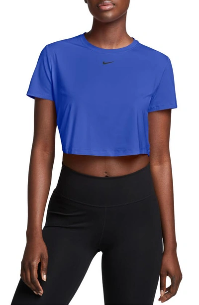 Nike One Classic Dri-fit Training Crop Top In Blue