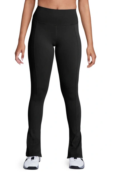 Nike One High Waist Split Hem Leggings In Black