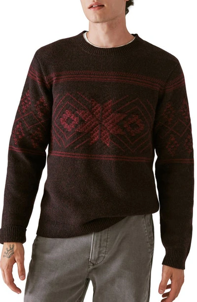 Lucky Brand Intarsia Crewneck Sweater In Purple