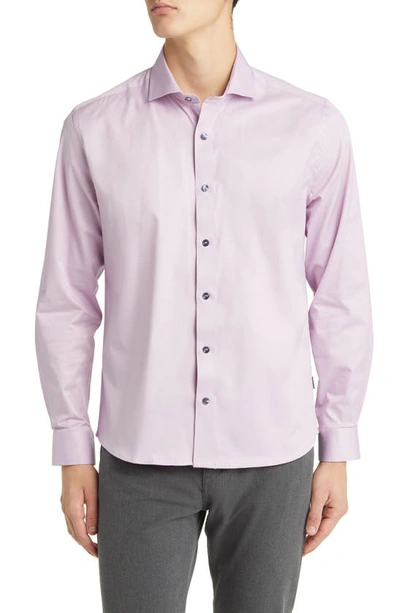 Stone Rose Drytouch® Performance Sateen Button-up Shirt In Lavender