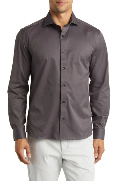 Stone Rose Drytouch® Performance Sateen Button-up Shirt In Charcoal