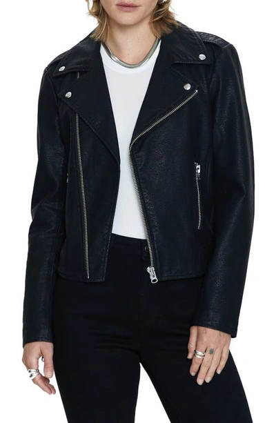 Pistola Nicolette Faux Leather Moto Jacket In Noir