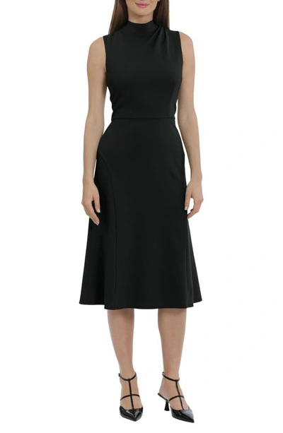 Maggy London Sleeveless Mock Neck Midi Dress In Black