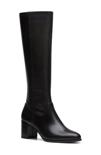 Clarks Freva Zip Boot In Black Leather
