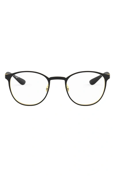 Ray Ban 52mm Phantos Optical Glasses In Black Gold