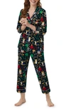 Bedhead Pajamas Print Stretch Organic Cotton Jersey Crop Pajamas In Royal Corgis
