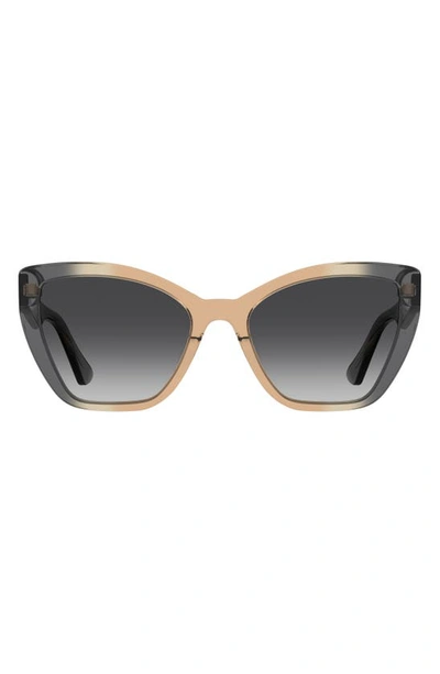 Moschino 55mm Gradient Cat Eye Sunglasses In Grey Ochr/ Grey Shaded