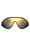 Moschino 99mm Mirrored Shield Sunglasses In Black/ Multilayer Gold