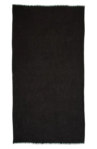 Lafayette 148 Sequin Embellished Wool Blend Fringe Scarf In Black
