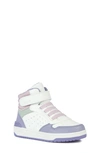 Geox Kids' Washiba Colorblock High Top Sneaker In Lilac/ Off White
