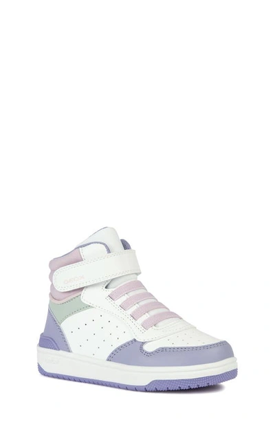Geox Kids' Washiba Colorblock High Top Sneaker In Lilac/ Off White