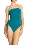 Robin Piccone Aubrey Strapless Cinched One-piece Swimsuit In Ocean