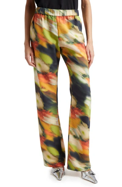 Stine Goya Marc Abstract Floral Straight Leg Pants In Flowers_in_fast_motion