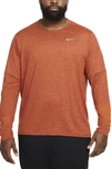 Nike Element Dri-fit Long Sleeve Running T-shirt In Redstone/ Sport Spice