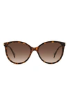 Carolina Herrera 57mm Round Sunglasses In Havana Gold/ Brown Gradient