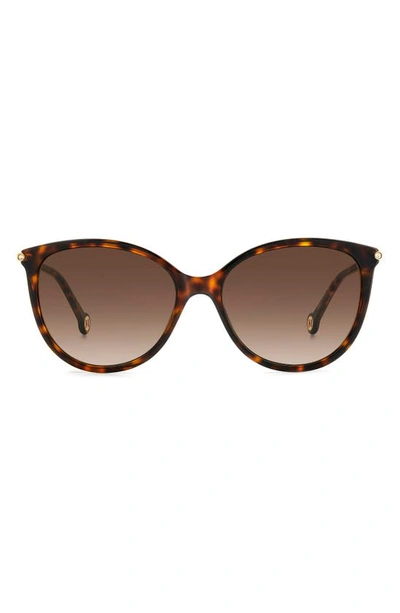 Carolina Herrera 57mm Round Sunglasses In Havana Gold/ Brown Gradient