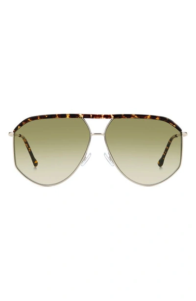 Isabel Marant 64mm Oversize Aviator Sunglasses In Palladium Havana/ Green Shaded