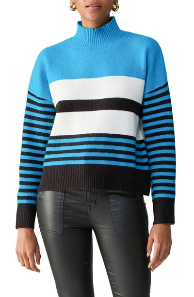 Sanctuary Cruise Stripe Mock Neck Sweater In Blue Moon