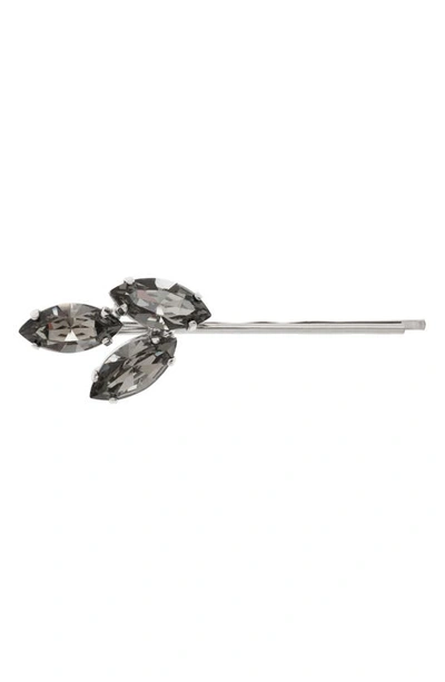 L. Erickson Triple Crystal Bobby Pin In Black Diamond/ Silver