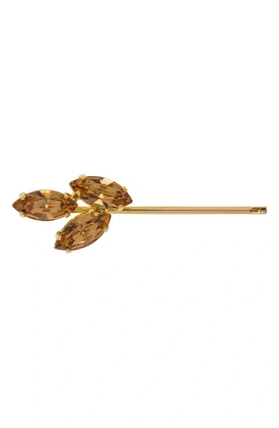 L Erickson Triple Crystal Bobby Pin In Lt Colorado Topaz/ Gold