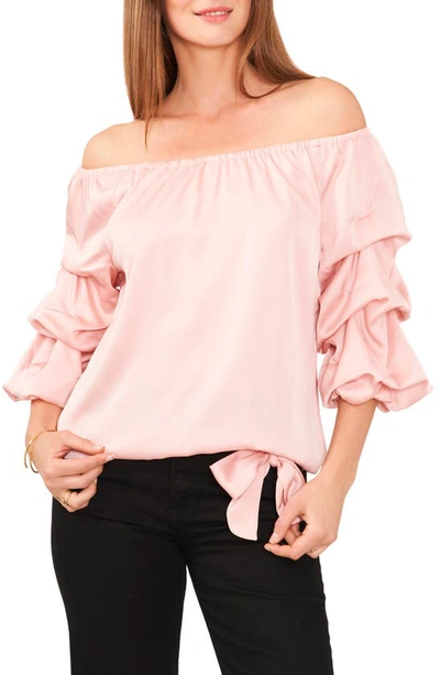 Vince Camuto Off The Shoulder Bubble Sleeve Top In Pink Rouge