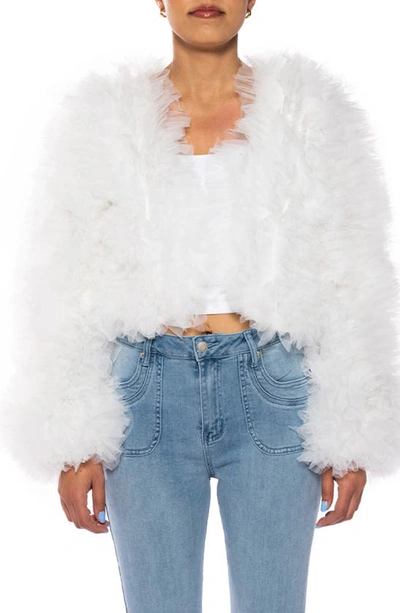 Azalea Wang Tulle Jacket In White