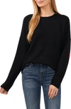 Cece Heart Elbow Crewneck Sweater In Rich Black