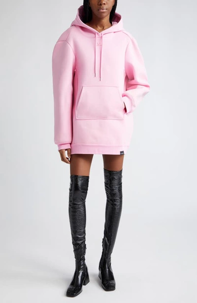 Courrèges Long Sleeve Hooded Sweatshirt Dress In Candy Pink
