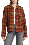 Brixton Bowery Plaid Cotton Flannel Button-up Shirt In Washed Copper/ Barn Red