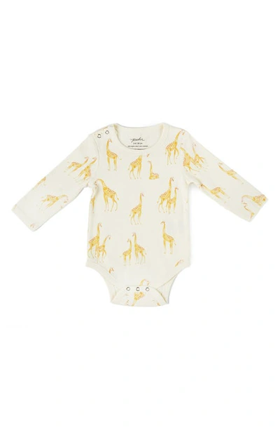 Pehr Babies' Follow Me Organic Cotton Bodysuit In Follow Me Giraffe