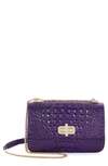 Brahmin Rosalie Croc Embossed Leather Convertible Crossbody Bag In Royal Purple