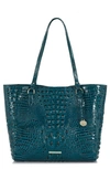 Brahmin April Croc Embossed Leather Tote In Juniper