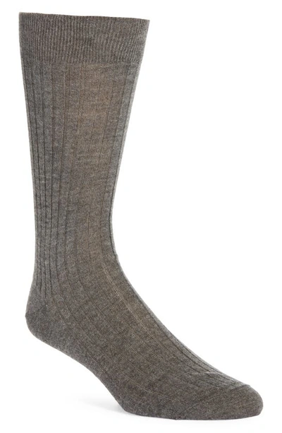 Canali Ribbed Cashmere & Silk Dress Socks In Grey