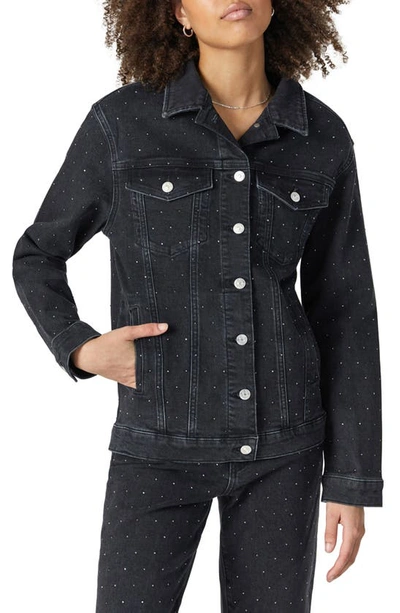 Mavi Jeans Karla Rhinestone Denim Jacket In Shiny Smoke Denim