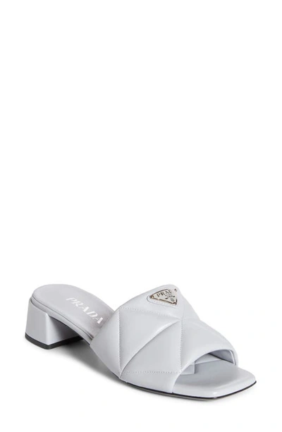 Prada Diagram Slide Sandal In White