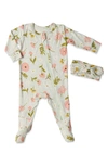 Baby Grey By Everly Grey Print Jersey Footie & Headband In Carnation