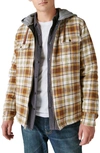 Lucky Brand Hooded Fleece Workwear Jacket In Olive/brown